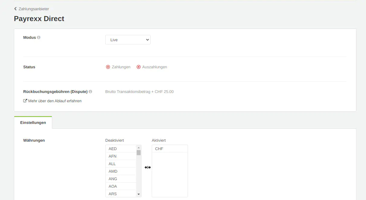 Zahlungsanbieter Payrexx Direct