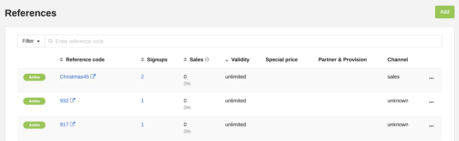 Merchant Backoffice: References