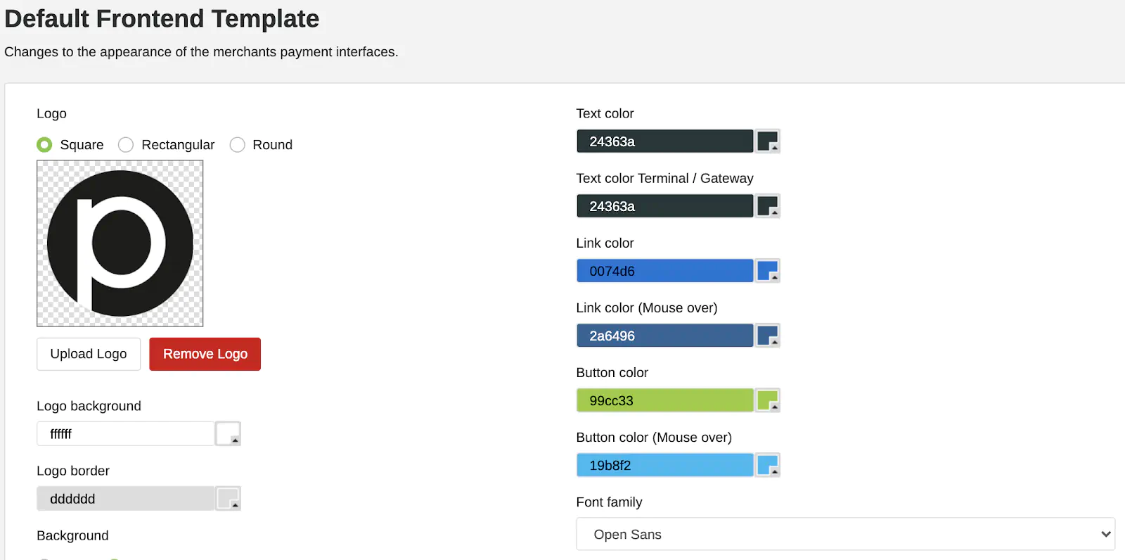 Default of Frontend Template