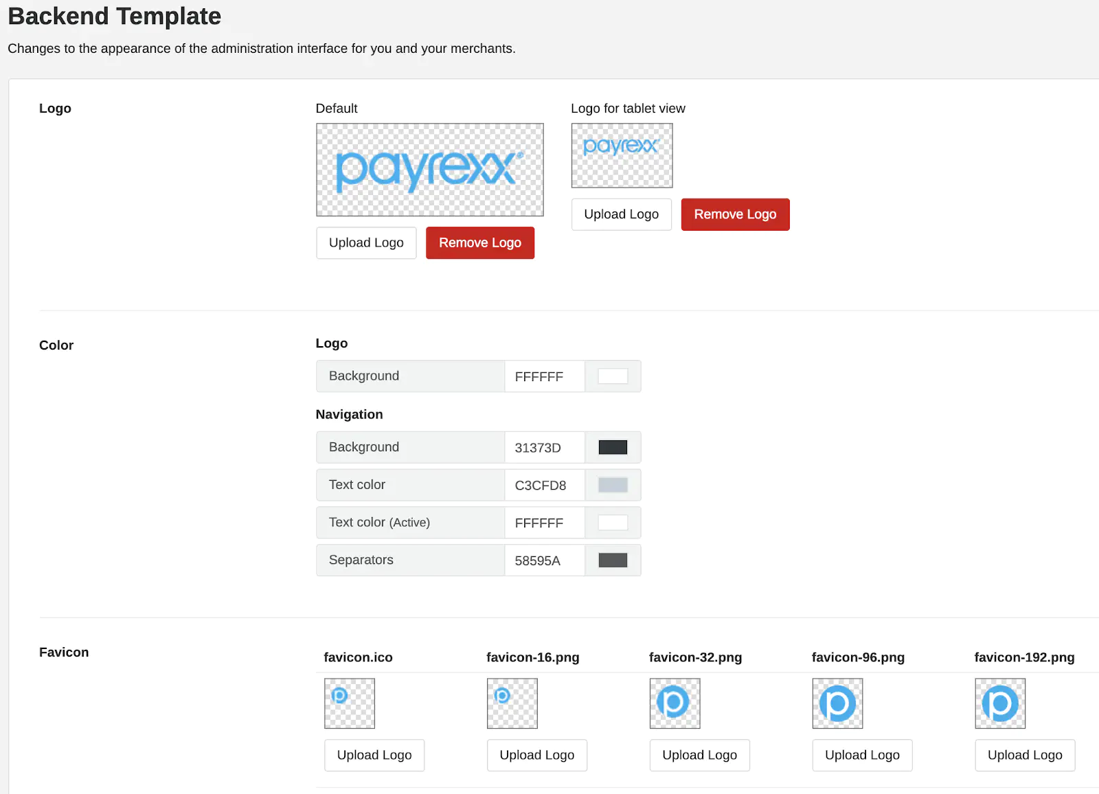 Default of Backend Template